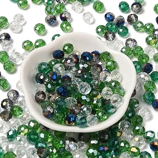 145pcs/60g 8x6mm Faceted Glass Rondelle Beads Dark Green Crystal Spacer Beads for Jewelry Making Bracelet Necklace Key Chain DIY Projects
