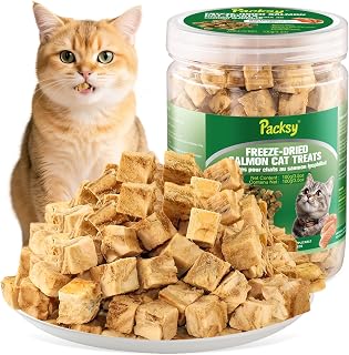 100g Freeze-Dried Salmon Cats Treats,High-Protein,Grain-Free,Crunchy Cat Treats,Single Ingredient Salmon Dog Treat Bite-Sized Pieces,for Cats' Skin and Coat Health