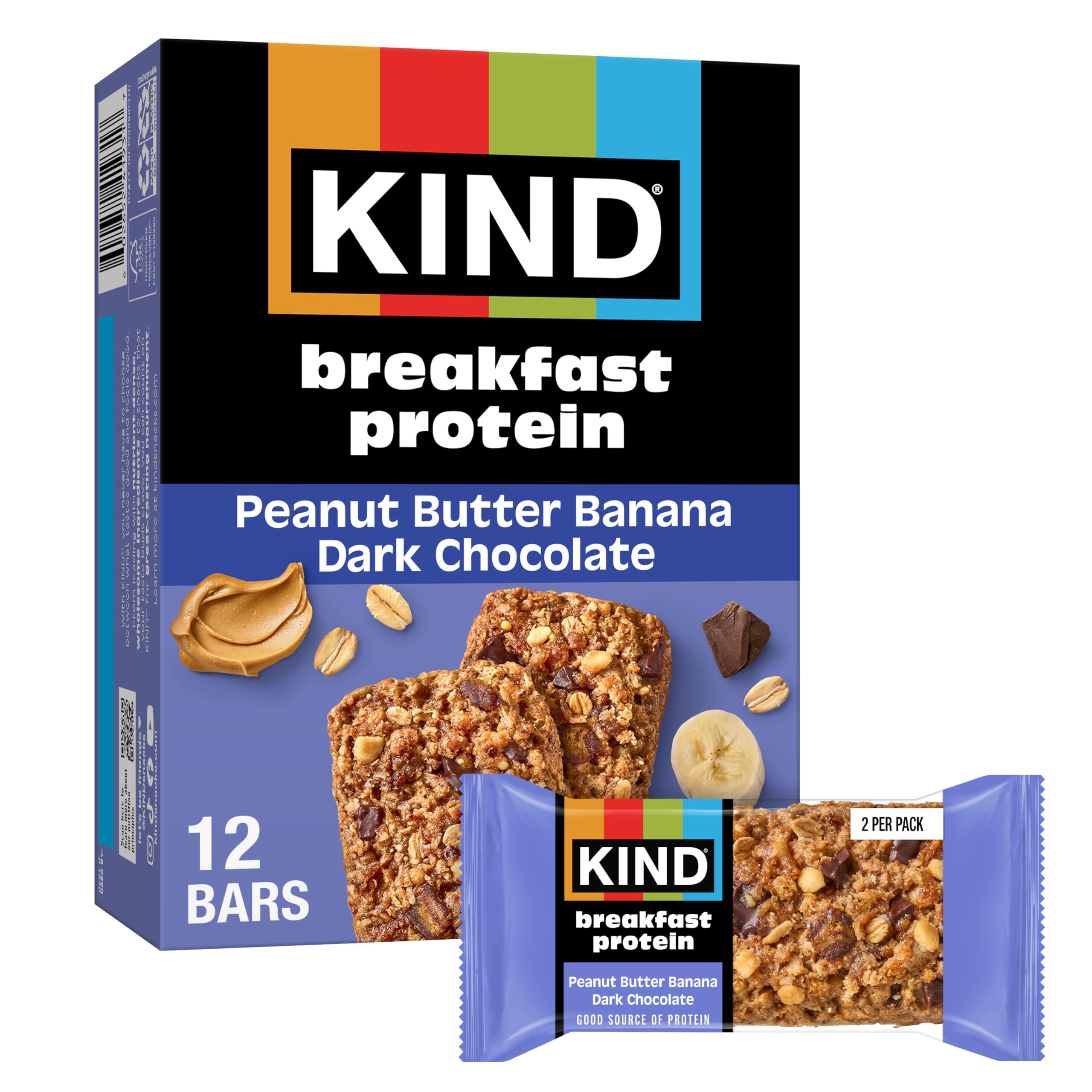 Kind, Bar Protein Breakfast Peanut Butter Banana Dark Chocolate 6 Count, 10.58 O