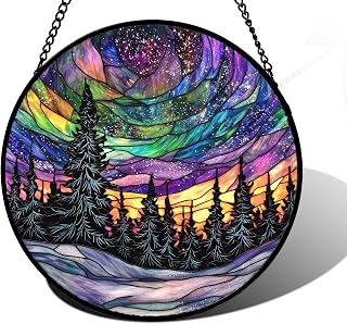 DASTOLL Window Hanging Dream Catcher Van Gogh Night Scene Colorful Glass Panel Starry Sky Decor for Birthday Women Men Wife Aunt Mom 11.8 x