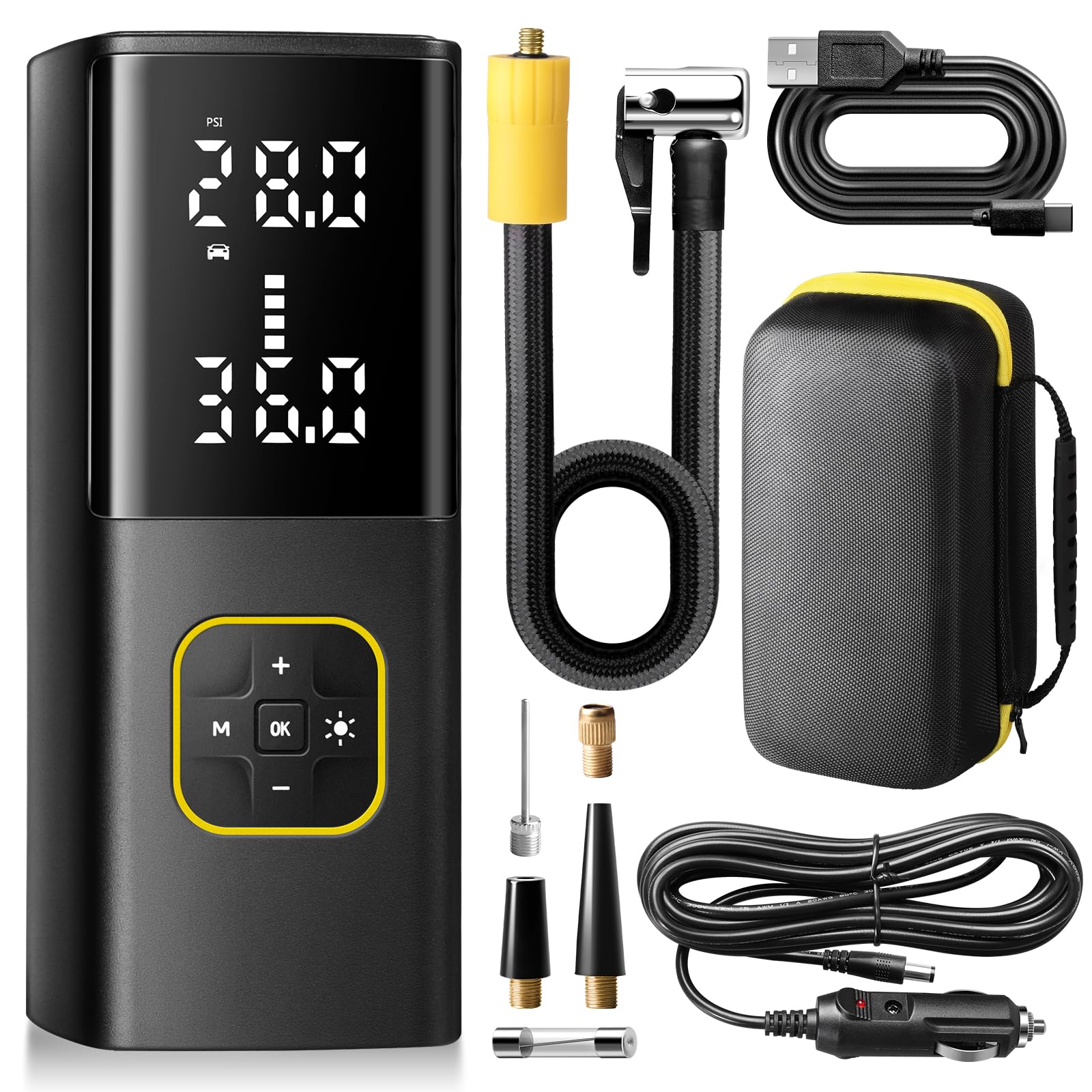 Zune Lotoo Rechargeable Tire Inflator Portable Air Compressor Cordless, 150PSI &