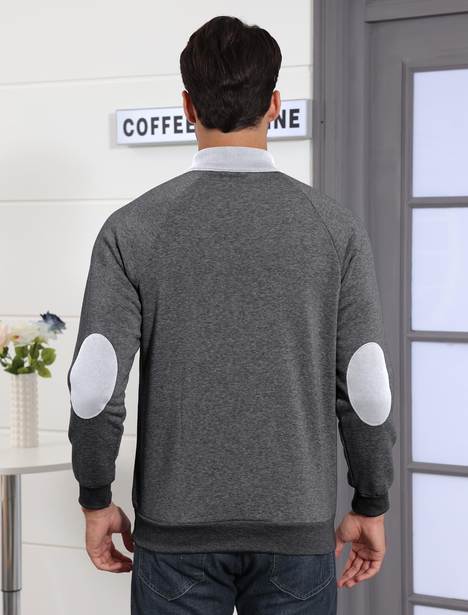 Aulemen Men's Hooded Sweatshirt with Stand Collar Half Zip Two-Tone Design Breat