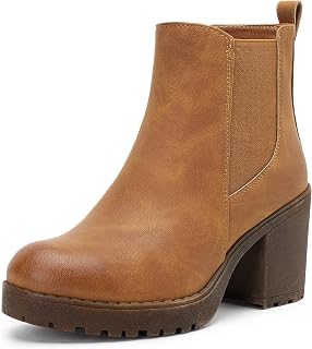 Vepose Women's Platform Chelsea Ankle Boots, Chunky Block Heel Booties