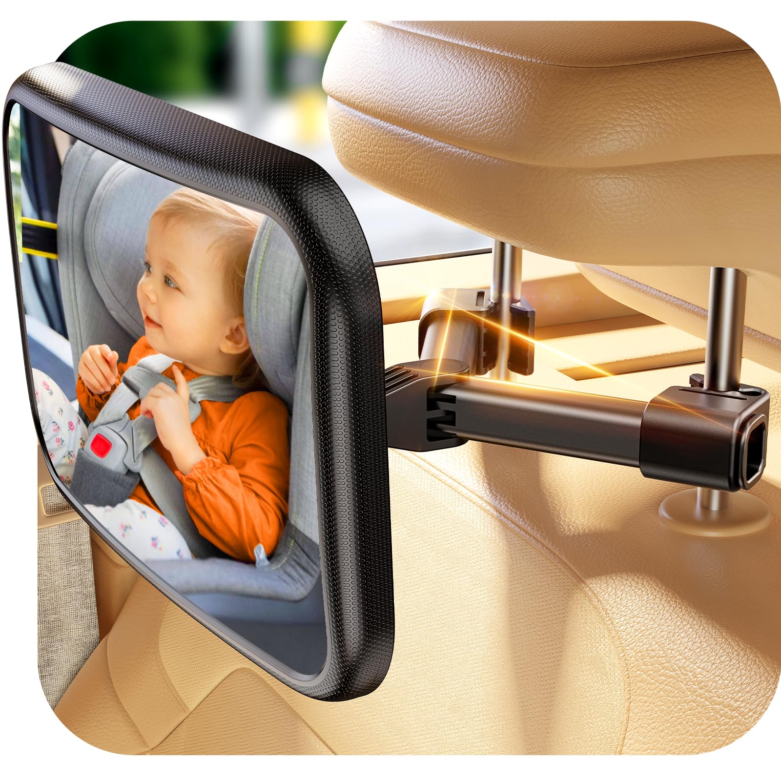 TAZENI Baby Car Mirror for Rear Facing Car Seat, Patented Stable Hook Clip | Sha