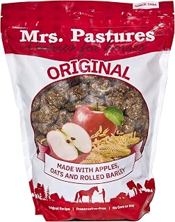 Mrs Pastures Cookies and Treats for Horses - Premium Horse Treats - Made with Apples, Oats, and Rolled Barley - Preservative Free - All Natural Ingredients - No Corn or Soy - Made in USA - (5lb Bag)