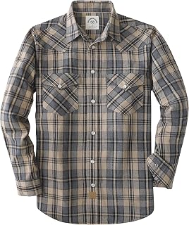 Dubinik® 6 oz Flannel Shirt for Men Pearl Snap Western Cowboy Long Sleeve