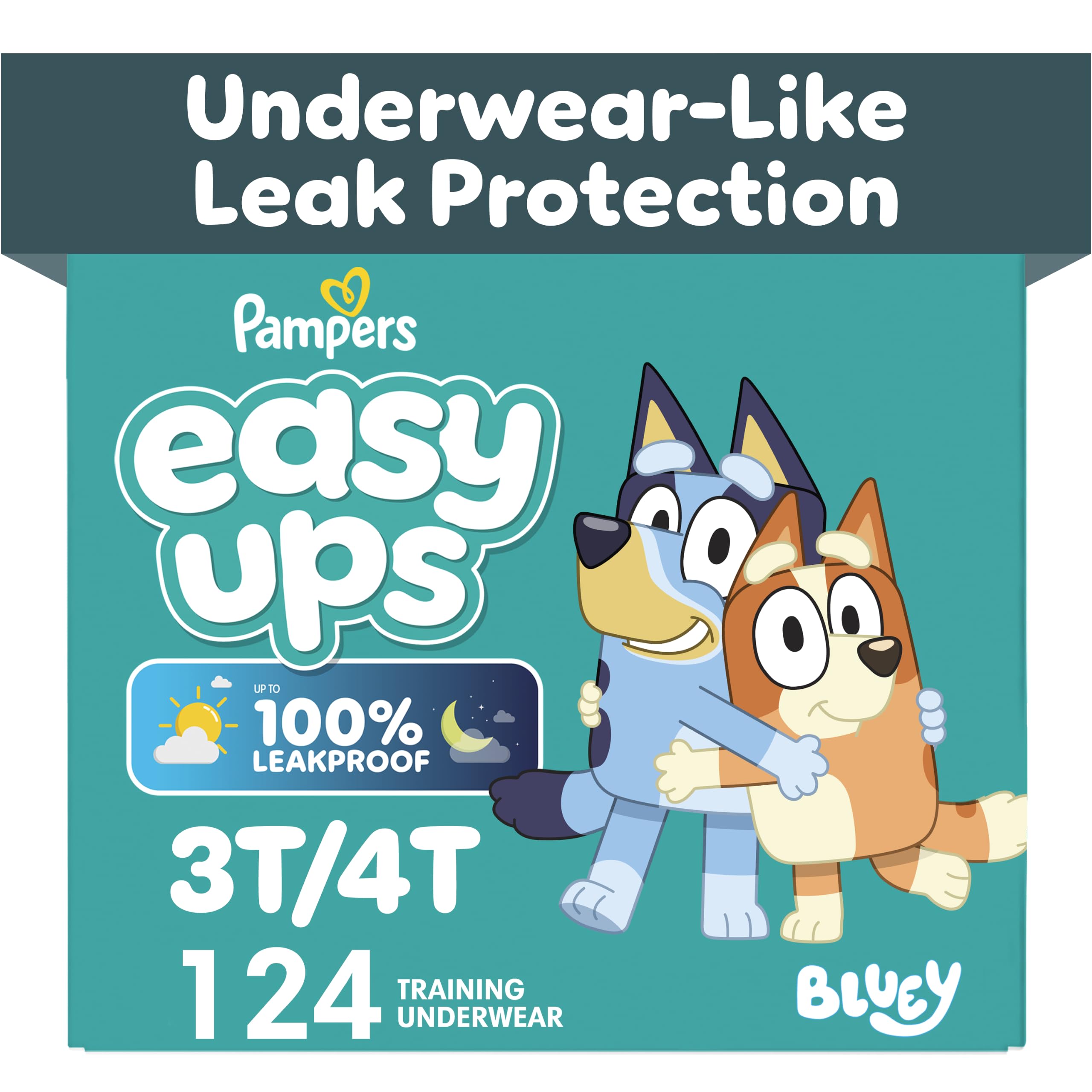 Easy Ups Girls &amp; Boys Potty Training Pants, Size 5 (3T-4T), 124 Count, Bluey