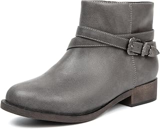 Veittes Women's Low Heel Ankle Boots with Inner Zip