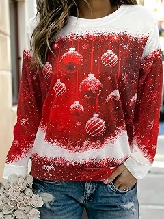 Women's Boho Crew Neck Long Sleeve Geometric Print Knit Sweatshirt