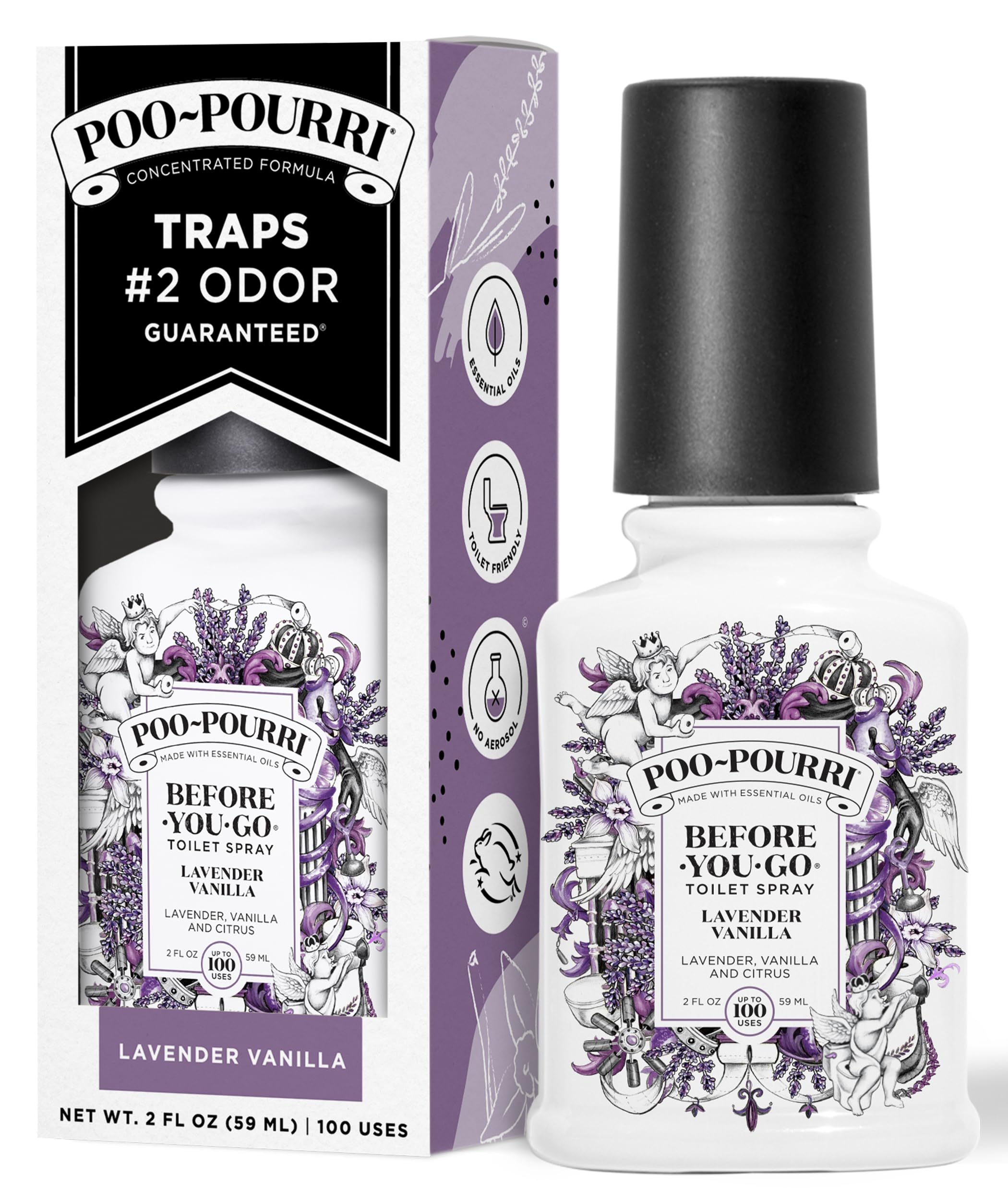 Poo-Pourri Before-You-Go Toilet Spray, Lavender Vanilla, 2 Fl Oz | Bathroom Odor