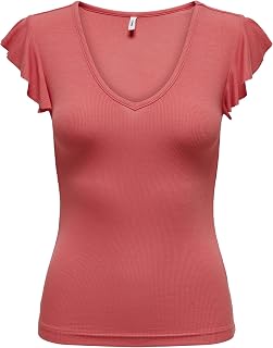 Only Onlmay Life S/S Frill V-Neck Top Box Jrs Onlmay Life S/S Frill V-Neck Top Box Jrs Women's (Pack of 1)