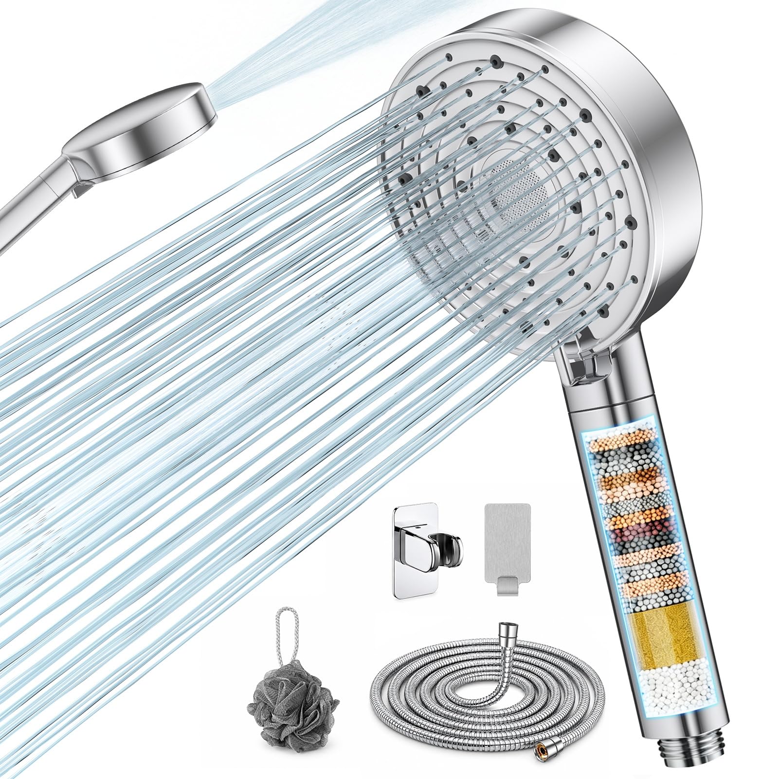 Shower Head and Hose,Hard Water Filter ShowerHead, 25-Stage Filtration for Chlor
