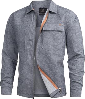 Indicode Men INEuron Shirt | Long Sleeve Shirt with Two Chest Pockets and Zip