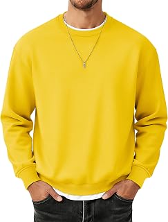 MAGCOMSEN Mens Sweatshirt Fleece Lined Long Sleeve Cotton Crewneck Pullover Winter Warm Casual Thermal Basic Tops