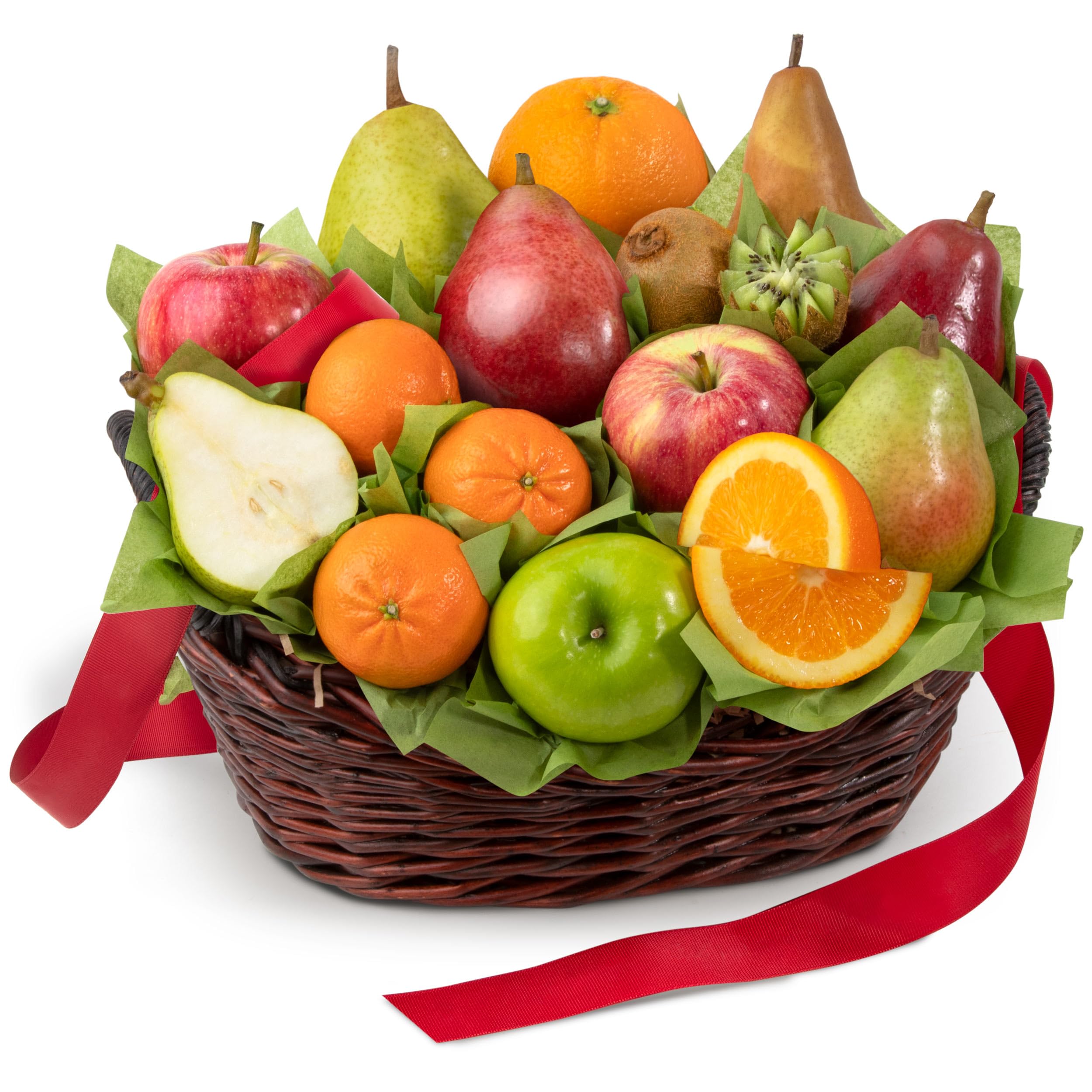 A Gift Inside Fresh Fruit Basket with Comice Pears, Apples, Kiwi & Citrus – Mixe