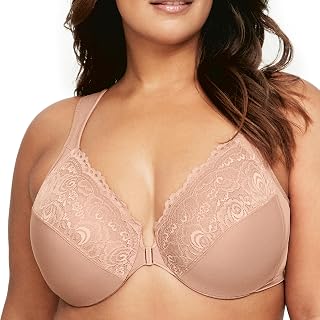 Glamorise Wonderwire Front-Closure Bra Underwire #1245 Women's V-Neck Bra (Pack of 1)
