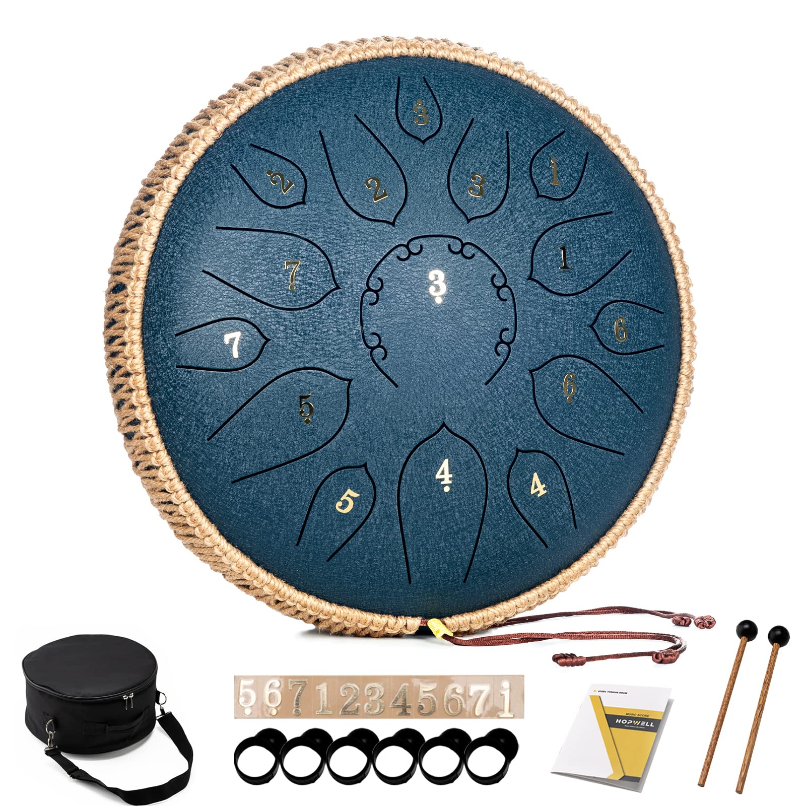 HOPWELL Steel Tongue Drum - 15 Note 12 Inch Tongue Drums - Percussion Instrument