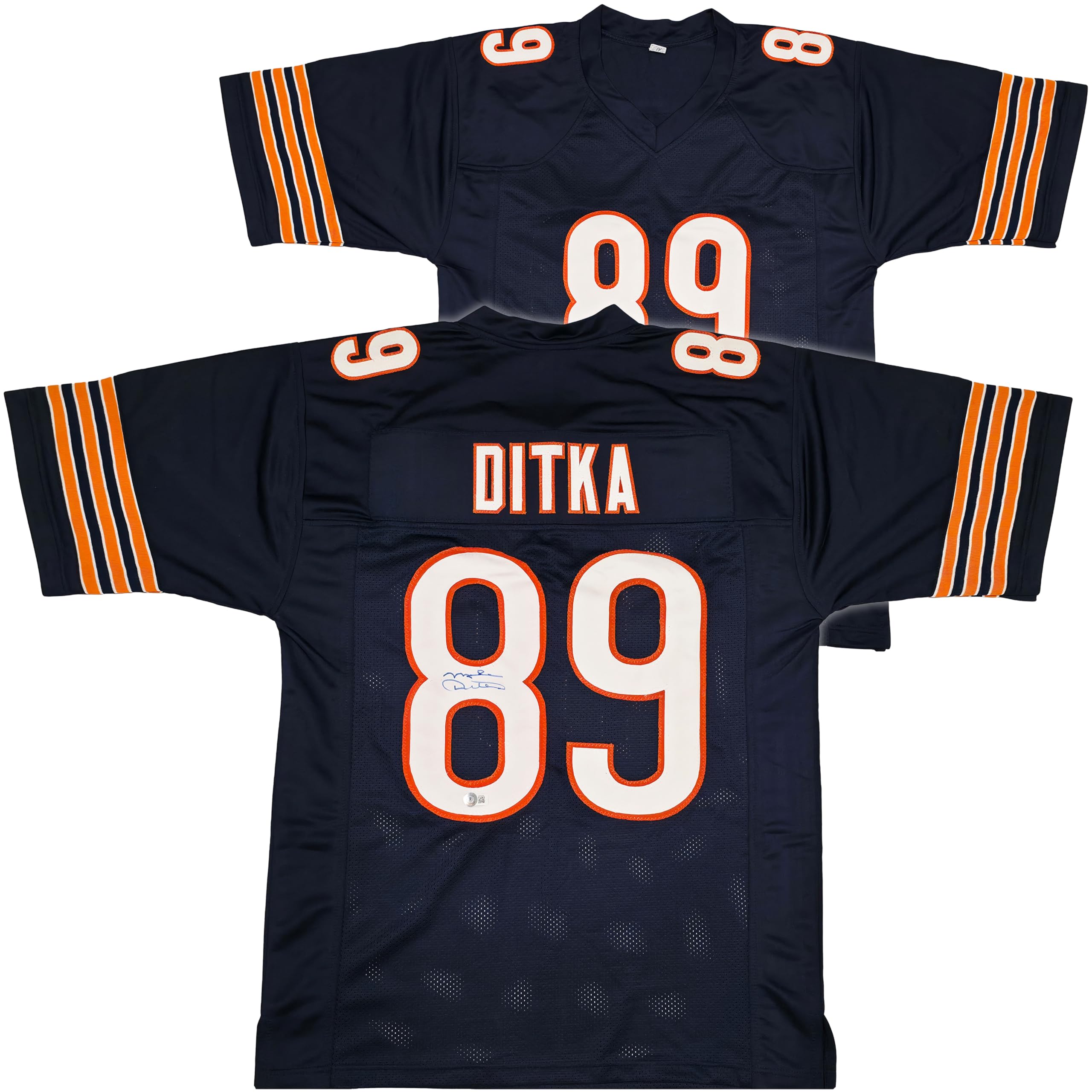 Mike Ditka Autographed Blue Football Jersey Beckett BAS QR Stock #256839