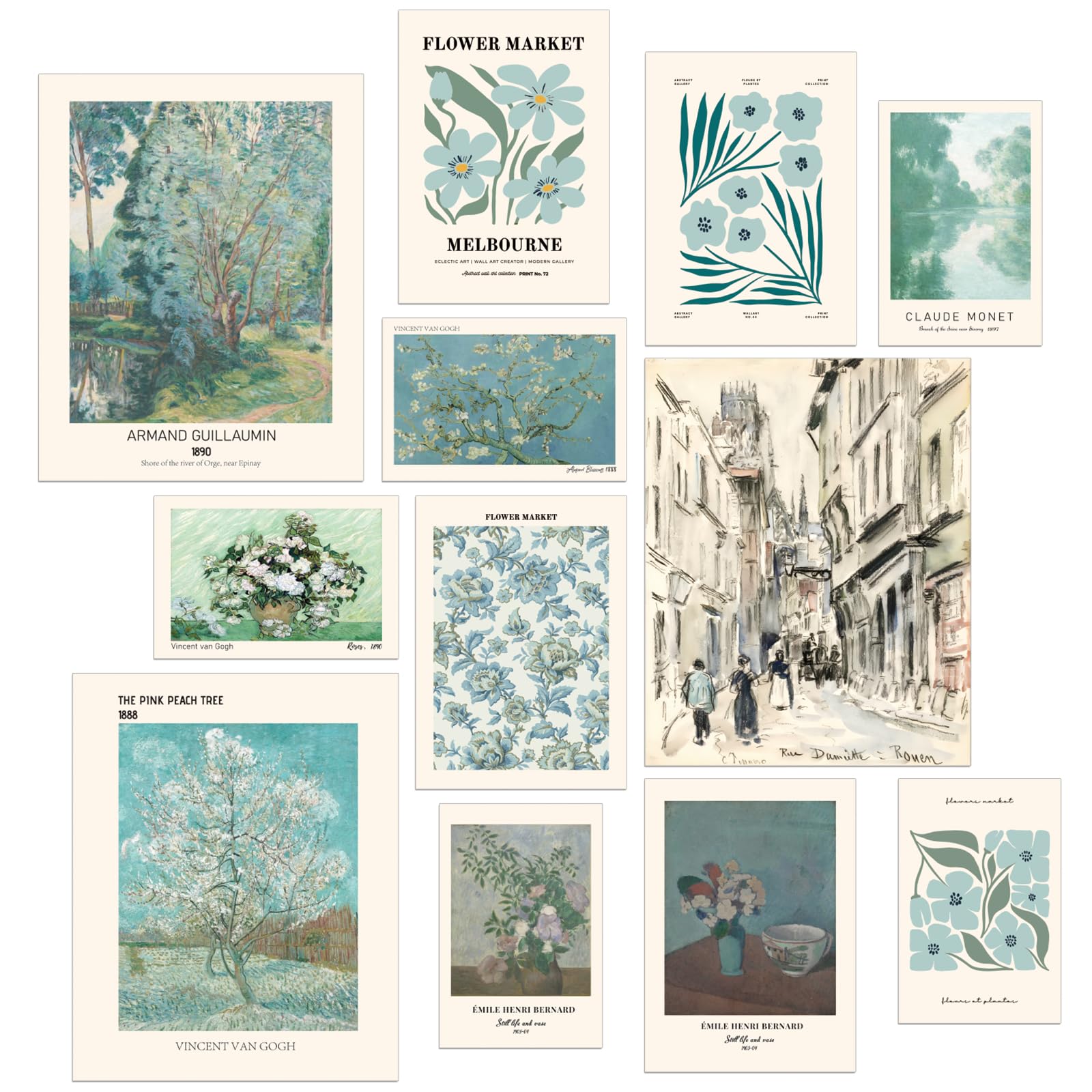 Dazoratix Matisse Wall Art Decor - 12 Pcs Sage Green Emerald Prints Bedroom Exhi