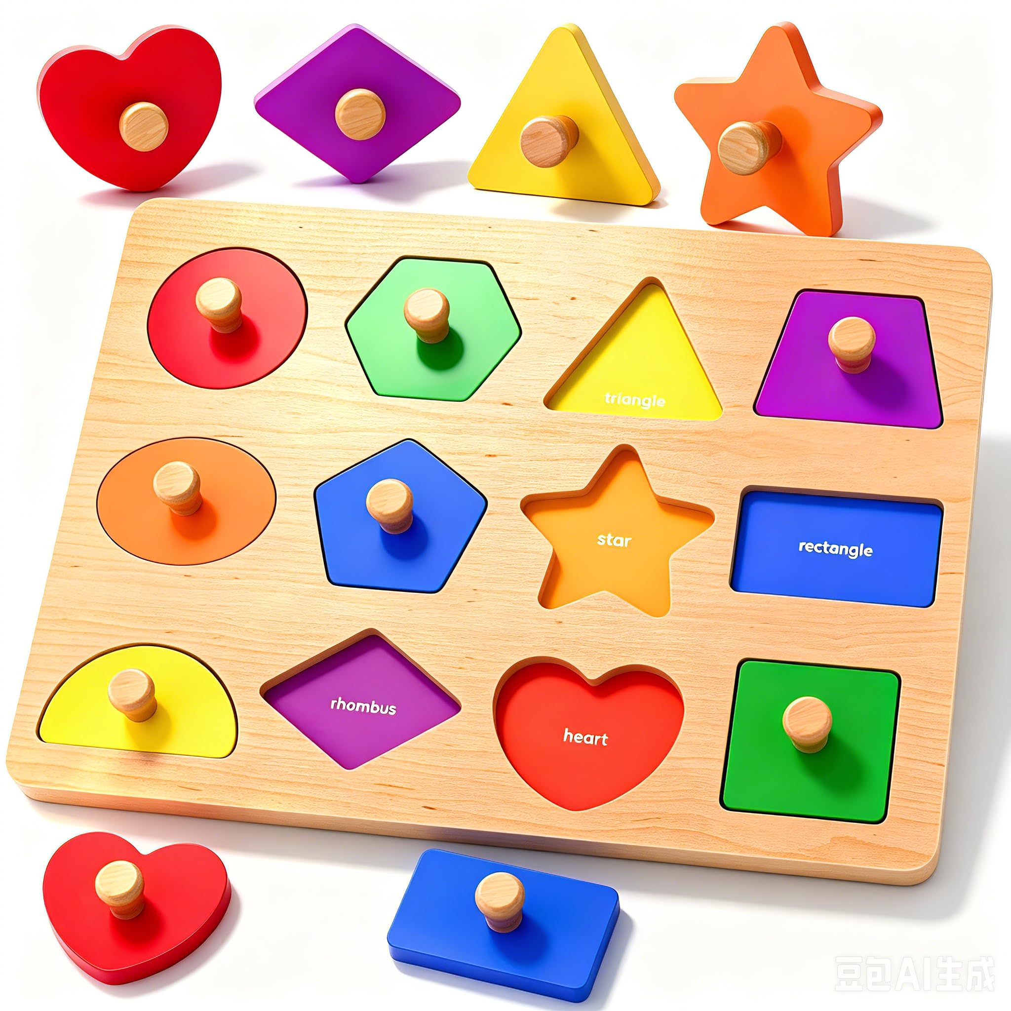 Wooden Shape Peg Puzzles for Toddlers 1 2 3 Year Old Boys Girls Gifts: Shape Sor