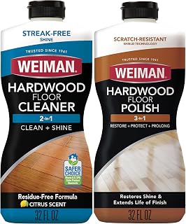 Weiman Hardwood Floor Cleaner and Polish Restorer Bundle, Citrus Scent | Clean, Shine, Restore, Protect & Prolong, Scratch-Resistant Shield Technology, pH-Neutral Formula, Residue-Free, Streak-Free