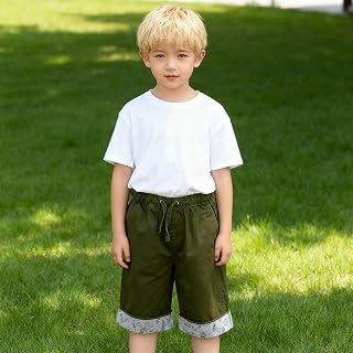 Stretchy Waggit Cotton Boys Shorts: Lightweight Comfort Bermuda for Kids Ages 4-13 - Casual Daily Wear for Beach Travel Vacation