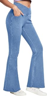 IUGA Stretchy Bell Bottom Jeans for Women Pull On High Waist Flare Leggings