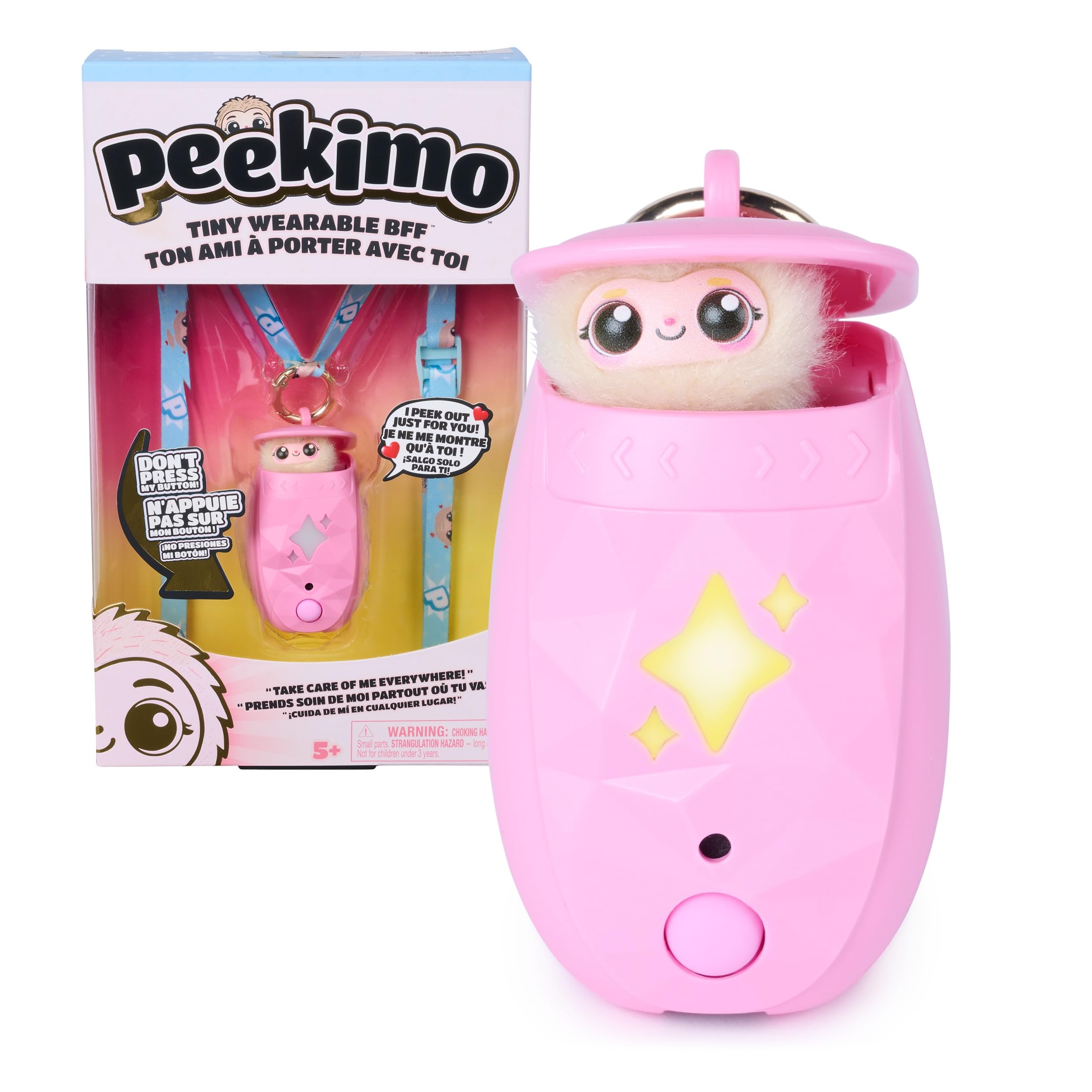 Peekimo, Pink Interactive Pet and Wearable Accessory, Cute Electronic Pets with 