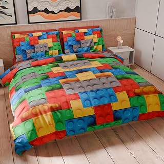 PETTI Artigiani Italiani - Single Duvet Cover Set 150 x 200 cm (1 Pillowcase 50 x 80 cm Included) Soft Microfibre Duvet Cover Set with Digital Print - Made in Italy - Bricks