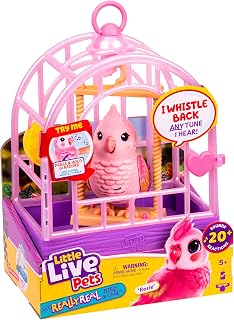 Little Live Pets My Really Real Talking Bird Toy & Cage - Rosie, Interactive Voice Repeating Toy, 20+ Sounds & Reactions, Talking Toys for Kids 5-7