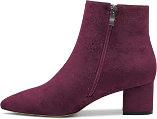 Castamere Women's Chunky Wide Low Kitten Heel Closed Toe Pointed Toe Booties Slip-on Zipper Office Classic Dress Boots