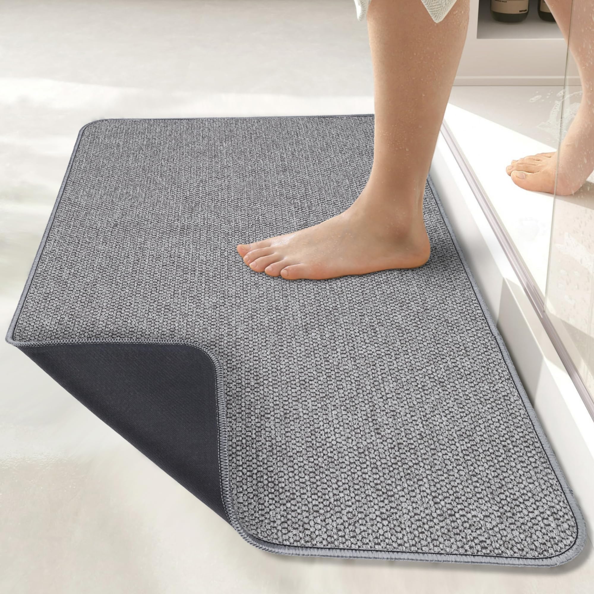 Bath Mat,Ultra Thin Bathroom Rugs,Rubber Bath Mats for Bathroom,No Slip Bath Rug