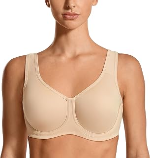 SYROKAN Women's Firm Support Sports Bra, for Large Breasts, with Underwire, for Large Sizes