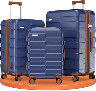 Vipbox Suitcase Sets 3 Piece Hardside PC Travel Suitcase with Wheels, Blue