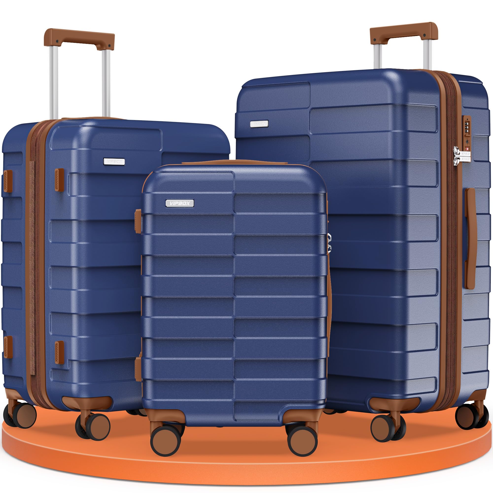 Vipbox Suitcase Sets 3 Piece Hardside PC Travel Suitcase with Wheels, Blue