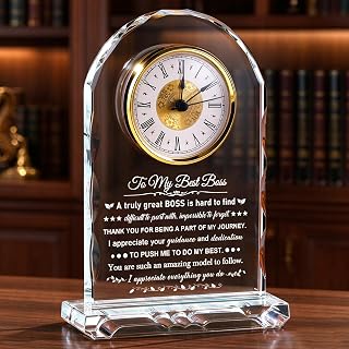 Ornalrist Best Boss Gifts for Women Men World Best Boss Crystal Clock Gifts