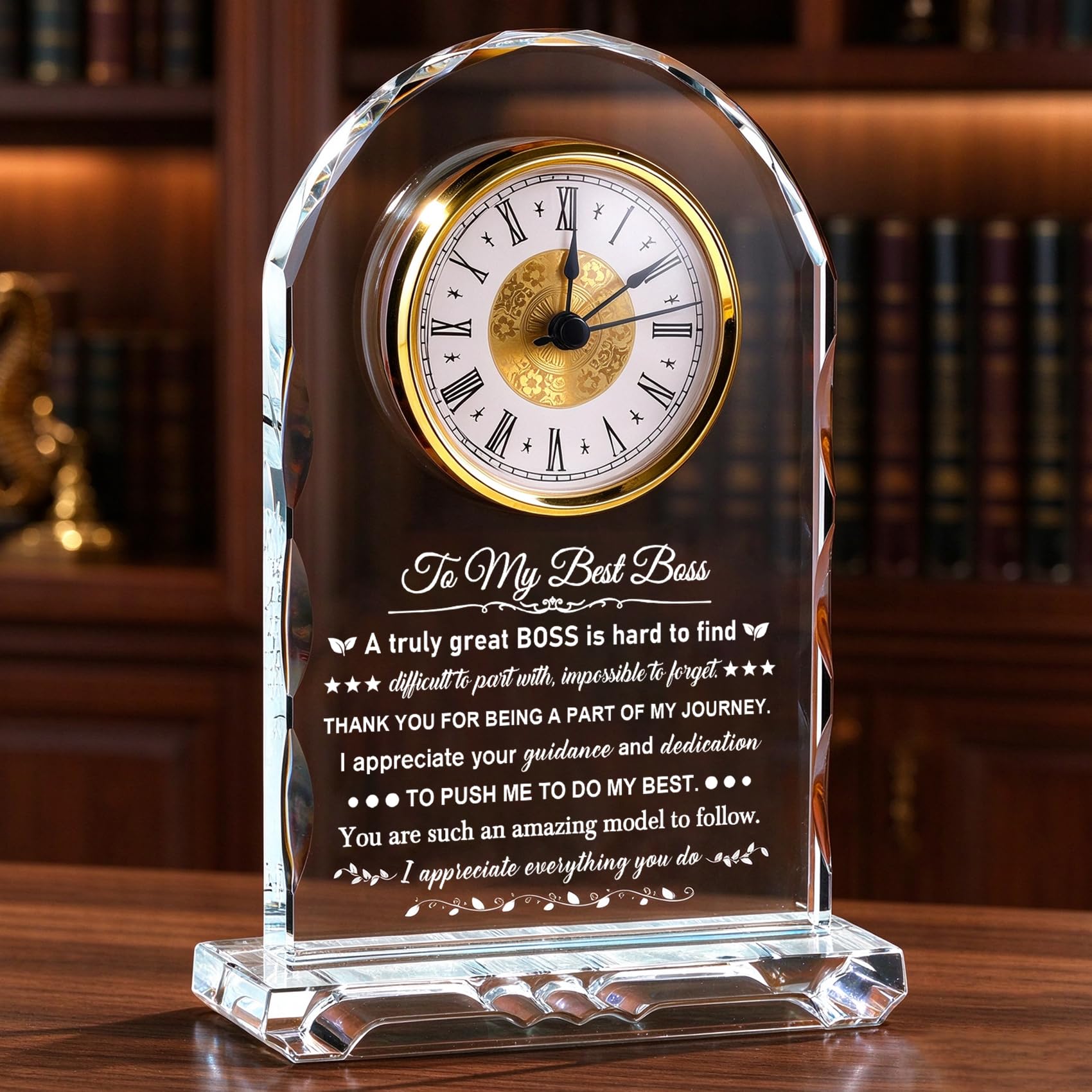Ornalrist Best Boss Gifts for Women Men World Best Boss Crystal Clock Gifts