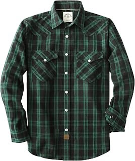 Dubinik® 6 oz Flannel Shirt for Men Pearl Snap Western Cowboy Long Sleeve