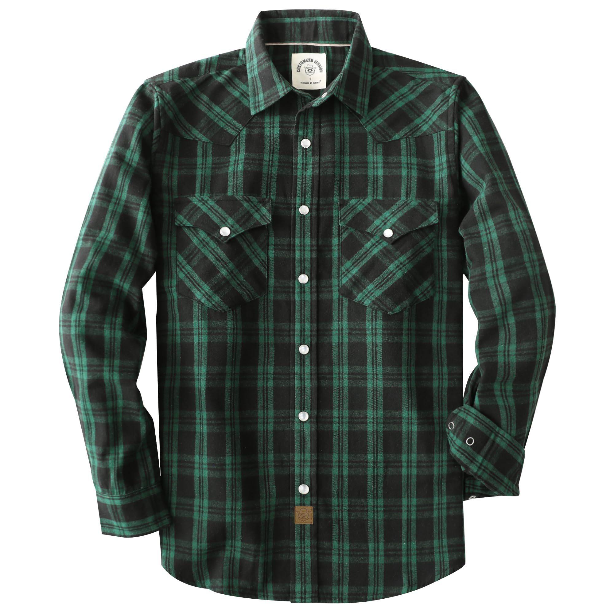 Dubinik® 6 oz Flannel Shirt for Men Pearl Snap Western Cowboy Long Sleeve