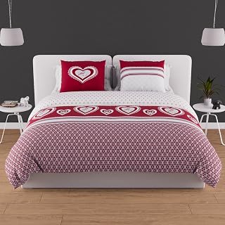 Soleil d'ocre, Cotton Duvet Cover Set, 57 Thread Count, 260 x 240 cm, Passion Red