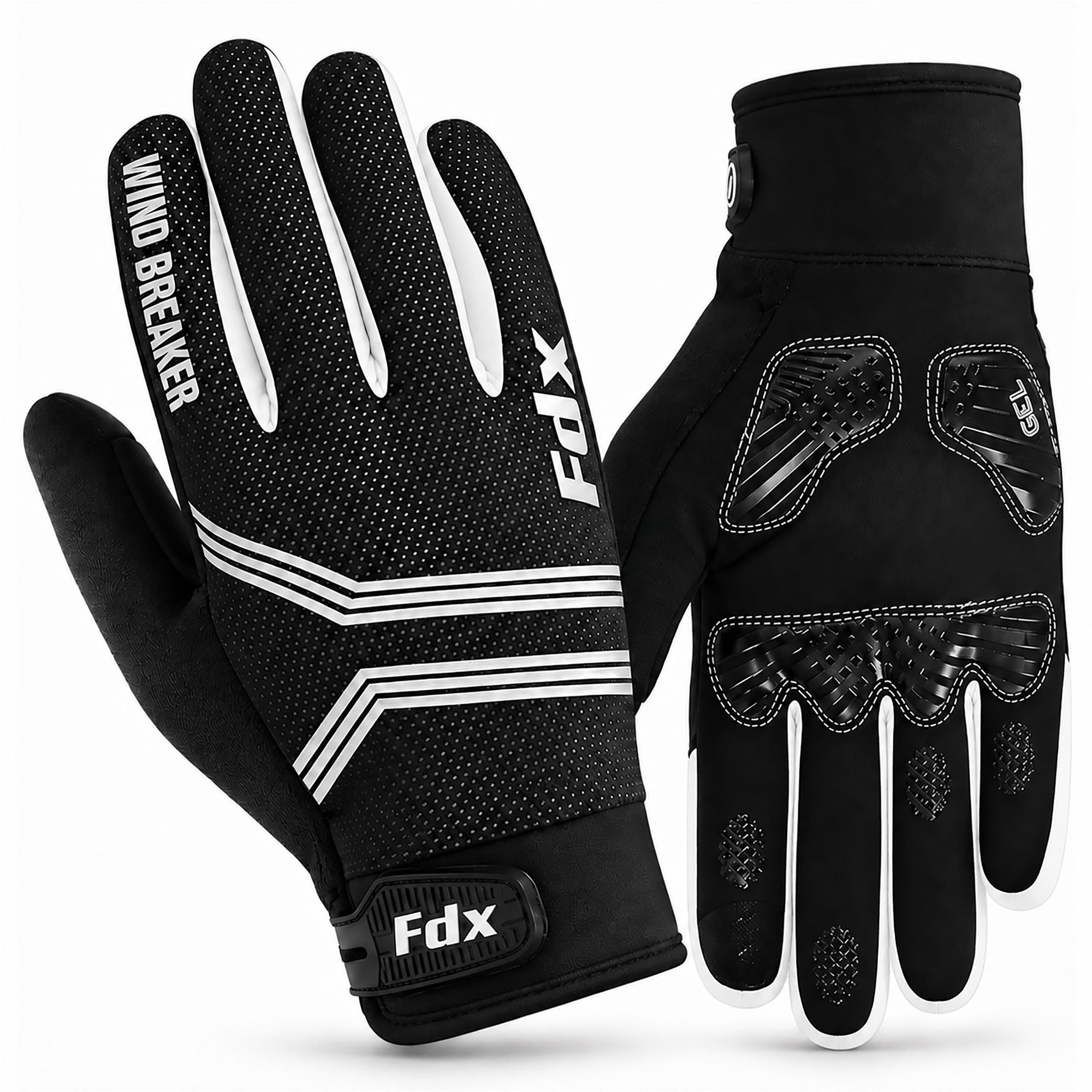 FDX Full Finger Winter Cycling Gloves for Men Women, Windproof Padded Mitts