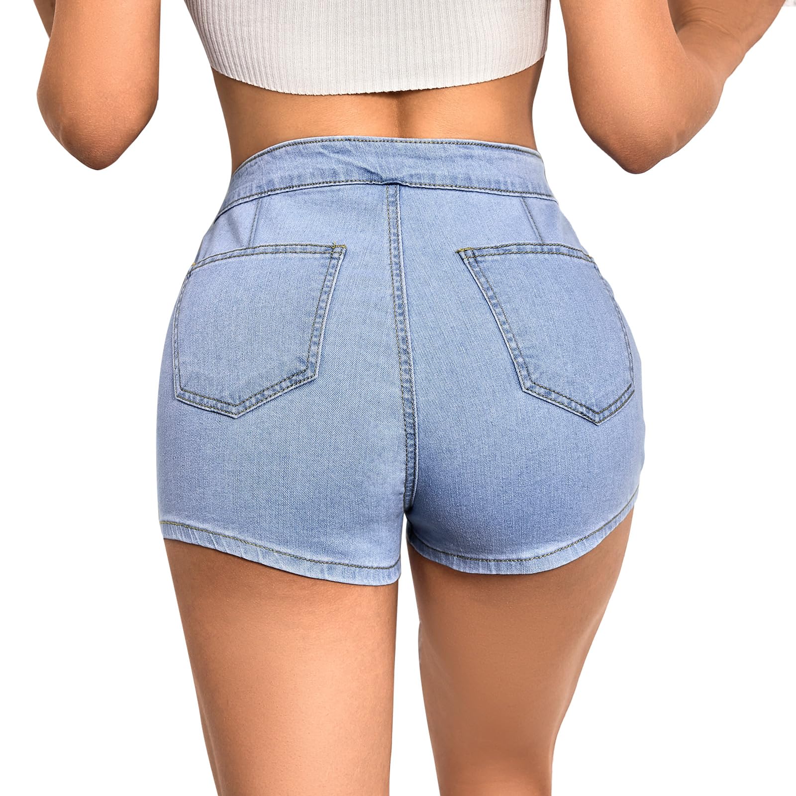 VIPONES Women Denim Shorts High Waist Stretchy Denim Shorts