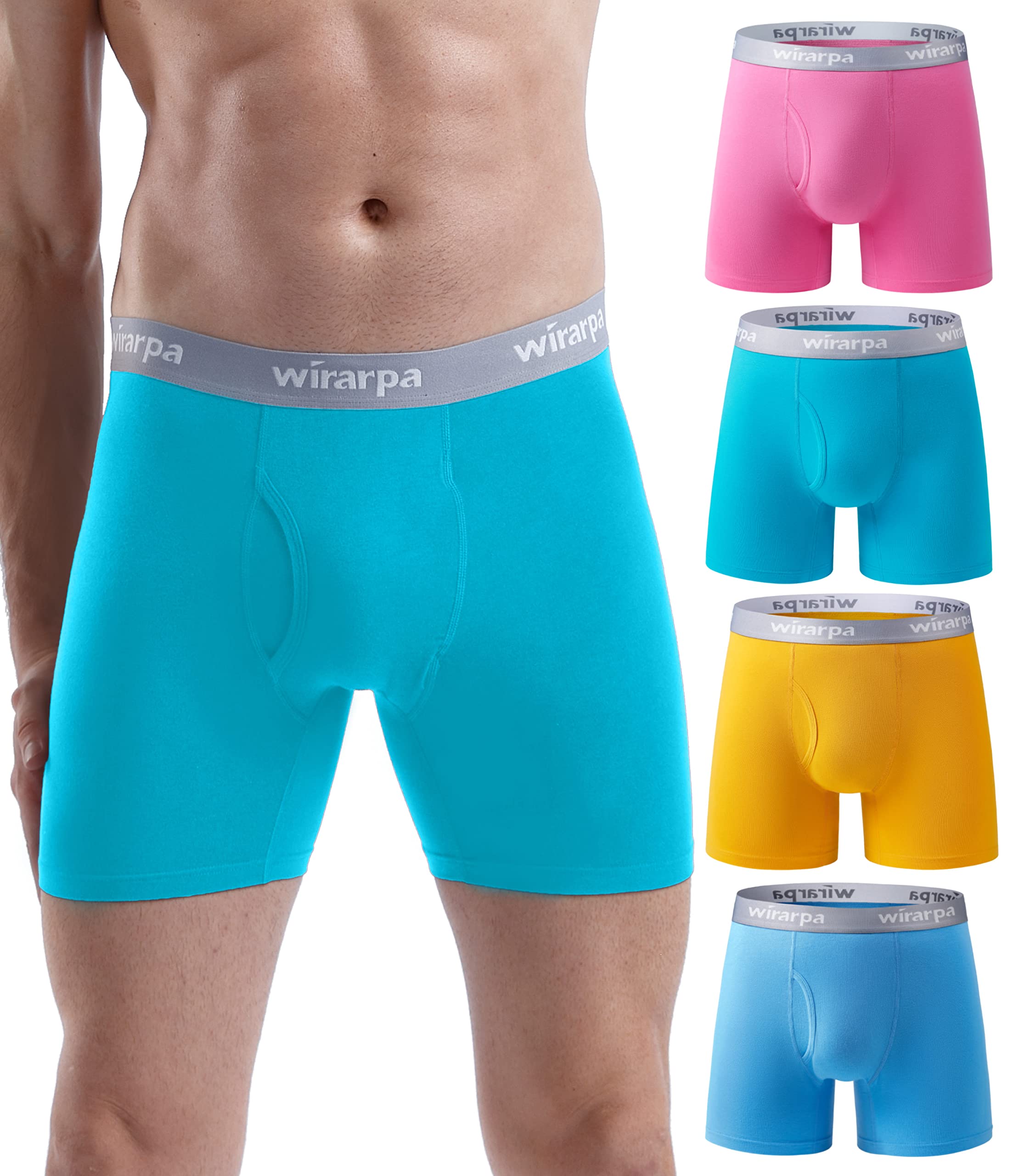 wirarpa Men's Underwear Trunks Cotton Boxers 4 Pack