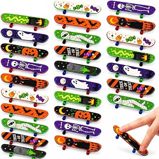 Elunpoe 50PCS Halloween Finger Skateboards, 10 Spooky Designs | Mini Fingerboards, Trick or Treat Bag Fillers, Halloween Party Favors, Goodie Bag Stuffers & Classroom Prizes