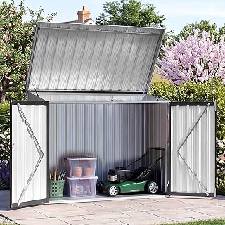 Aoxun 4x2ft(Overall Dimensions) Metal Garden Shed, Openable Front & Top Doors, Outdoor Galvanized Tool Storage Shed, Sheds and Outdoor Storage for Backyard Garage Lawn, Black