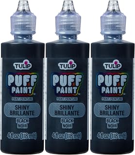 TULIP Puff Fabric Paint, 4 fl oz 3-Pack, Permanent Fabric Paint for Clothes & DIY Projects, Shiny Black