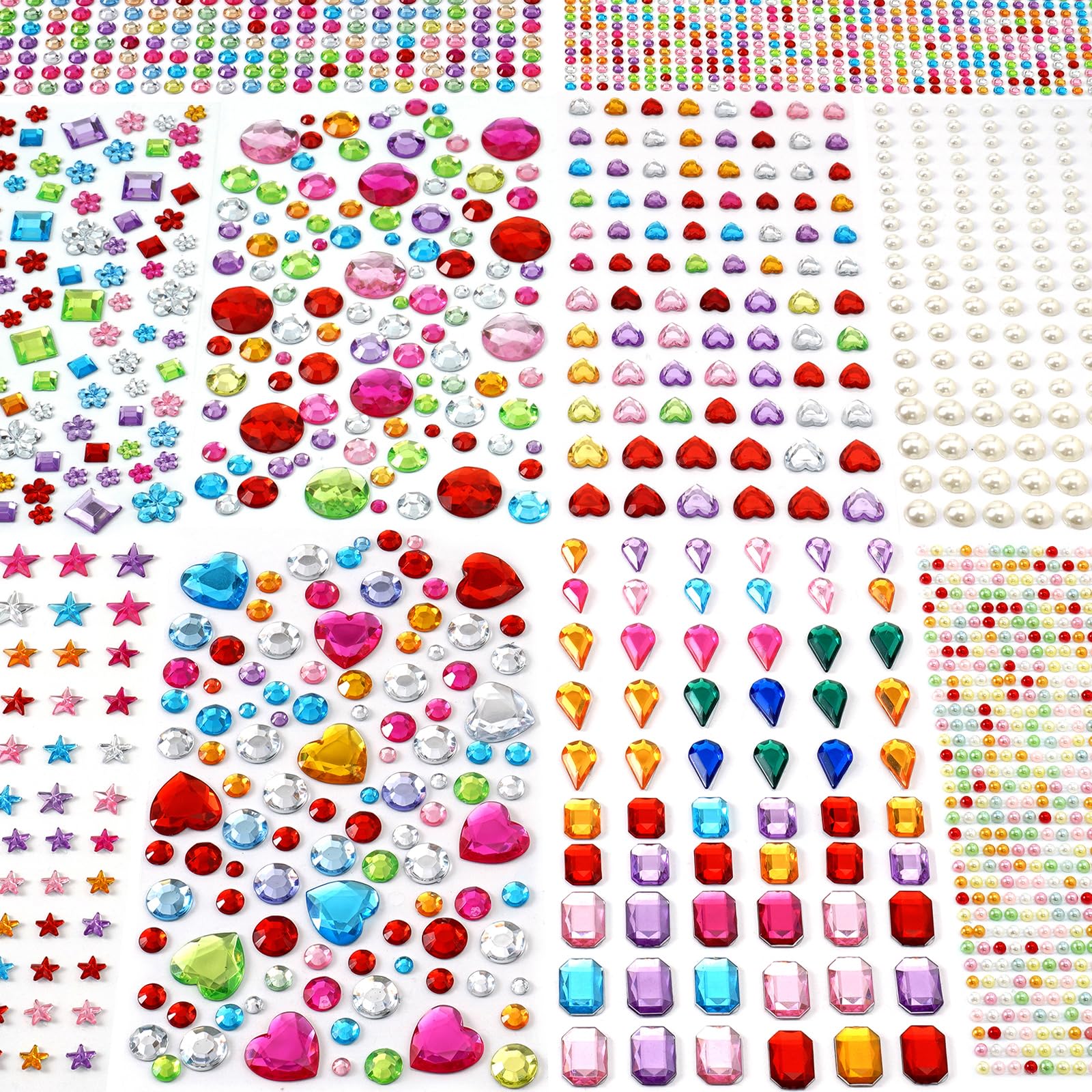 MYDBUYSOME 2774pcs Gem Stickers Jewels for Crafts, Adhesive Gems Rhinestone | St