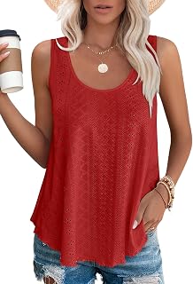 DUOEASE Women's Tank Tops Summer Casual Sleeveless U-Neck Tunic Blouse Tshirt