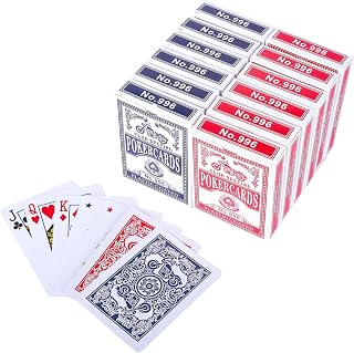 Standard Index Playing Cards, Casino-Grade Poker Playing Cards, 12 Decks (6 Blue & 6 Red) for Blackjack, Euchre, and Canasta