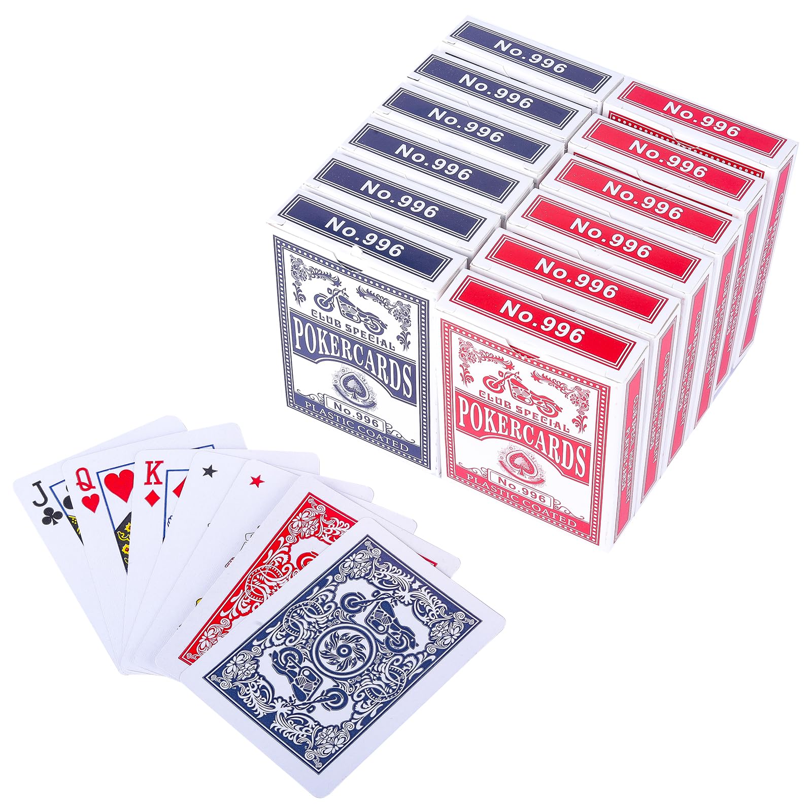 Standard Index Playing Cards, Casino-Grade Poker Playing Cards, 12 Decks (6 Blue
